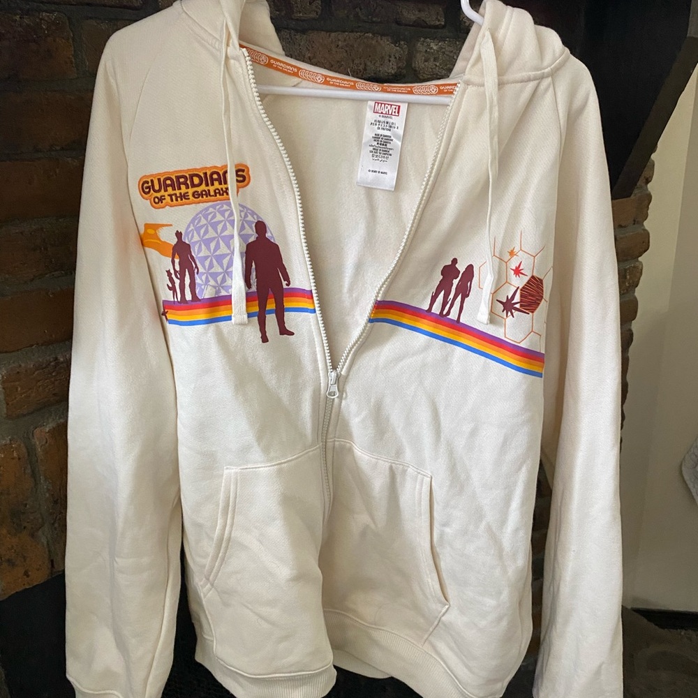 Marvel Disney Parks White Hoodie Guardians of the Galaxy Cosmic Rewind Merch